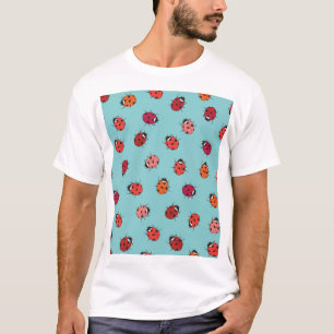 Ladybugs, blauer Hintergrund, bezauberndes, nahtlo T-Shirt