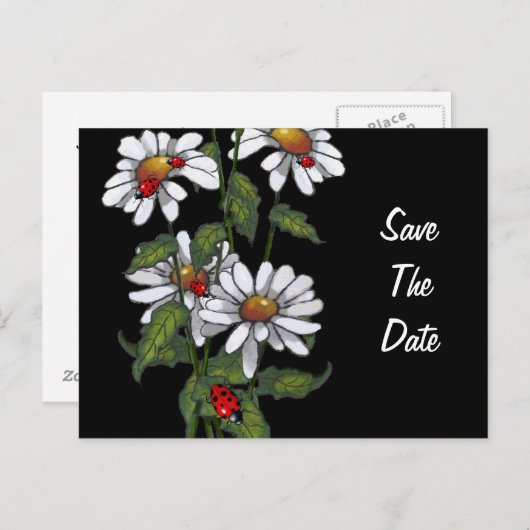 Ladybugs: Blume: Save the Date Ankündigungspostkarte (Vorne/Hinten)