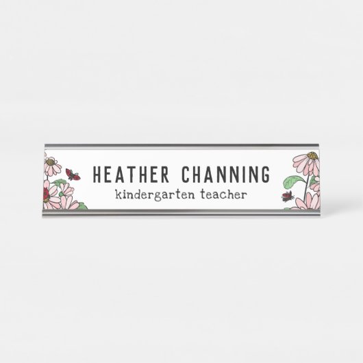 Ladybugs & Daisies Schreibtischnamensplakette (Vorderseite )