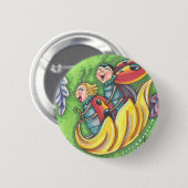 LADYBUGS, DIE AUF FALLENDEN AUTUMNSTÜCKEN REITEN,  BUTTON (Vorne & Hinten)