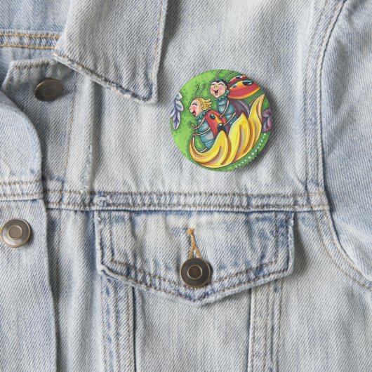 LADYBUGS, DIE AUF FALLENDEN AUTUMNSTÜCKEN REITEN, BUTTON (Beispiel)