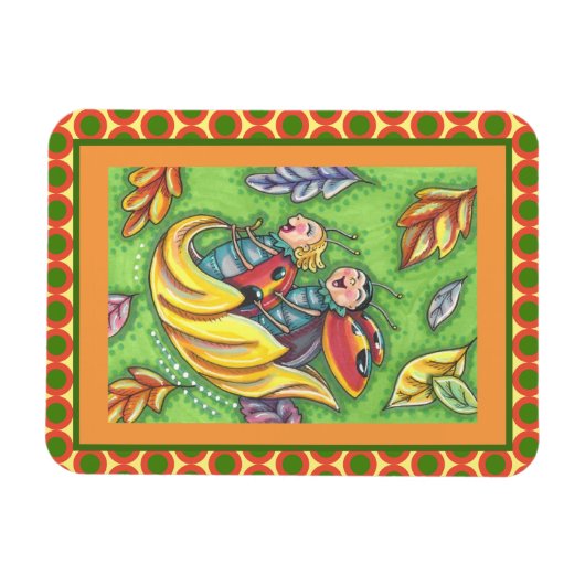 LADYBUGS, DIE AUF FALLENDEN AUTUMNSTÜCKEN REITEN,  MAGNET (Horizontal)