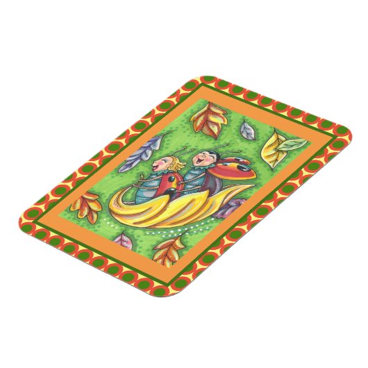 LADYBUGS, DIE AUF FALLENDEN AUTUMNSTÜCKEN REITEN,  MAGNET (Linke Seite)