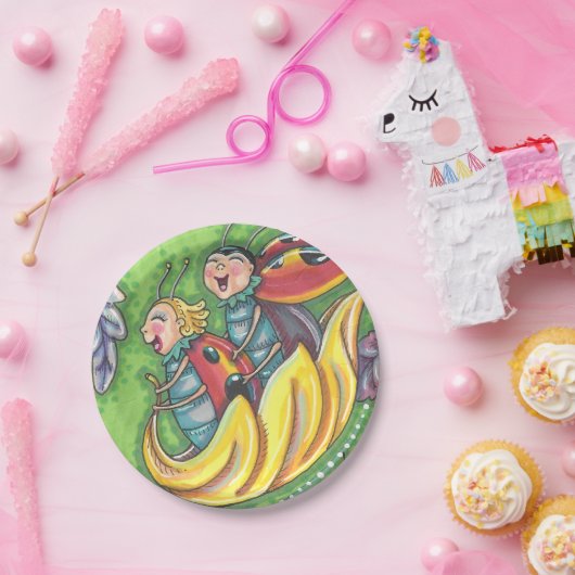 LADYBUGS, DIE AUF FALLENDEN AUTUMNSTÜCKEN REITEN, PAPPTELLER (Party)