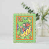 LADYBUGS, DIE AUF FALLENDEN AUTUMNSTÜCKEN REITEN, POSTKARTE (Stehend Vorderseite)