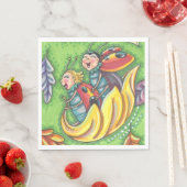LADYBUGS, DIE AUF FALLENDEN AUTUMNSTÜCKEN REITEN, SERVIETTE (Beispiel)