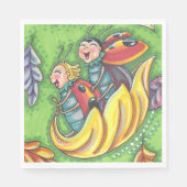 LADYBUGS, DIE AUF FALLENDEN AUTUMNSTÜCKEN REITEN, SERVIETTE (Vorderseite)
