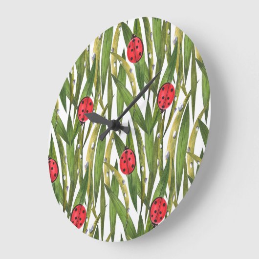 Ladybugs: düster Hintergrund Wasserfarbmuster. Große Wanduhr (Winkel)