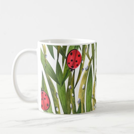 Ladybugs: düster Hintergrund Wasserfarbmuster. Kaffeetasse (Links)