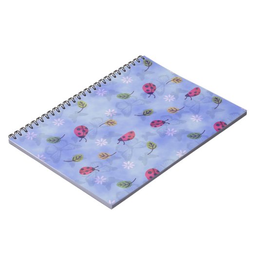 Ladybugs Flowers and Leaves Notizblock (Linke Seite)