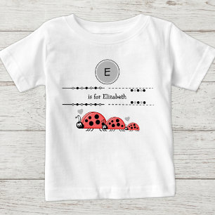 Ladybugs fügen den Namen schwarz und grau hinzu Baby T-shirt