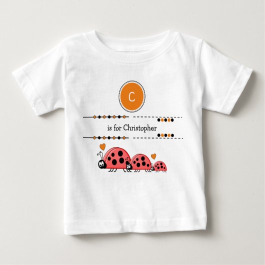 Ladybugs geben den Namen schwarz und orange Baby T-shirt (Vorderseite)