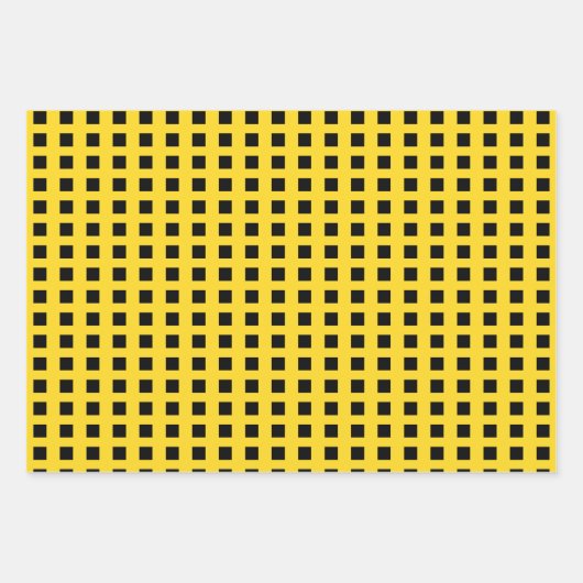 Ladybugs, gelbe und schwarze Punkte und Quadrate Geschenkpapier Set (Vorderseite 3)