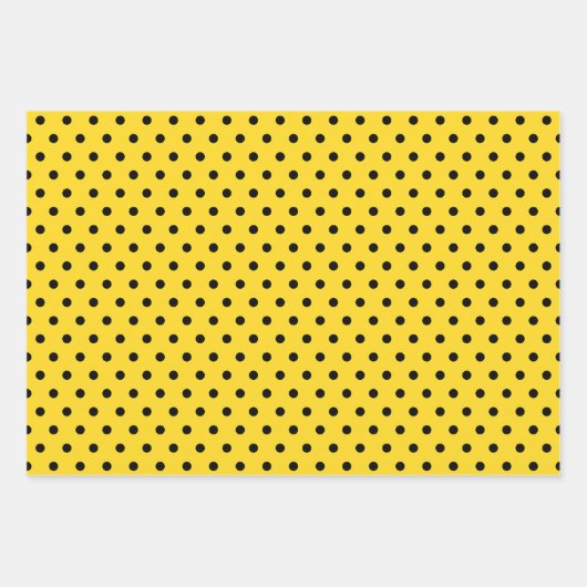 Ladybugs, gelbe und schwarze Punkte und Quadrate Geschenkpapier Set (Vorderseite 2)