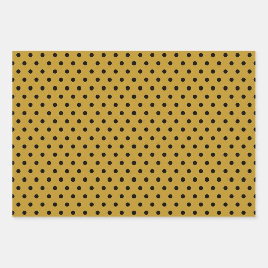 Ladybugs Gold und schwarze Punkte und Quadrate Geschenkpapier Set (Vorderseite 2)