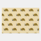 Ladybugs Gold und schwarze Punkte und Quadrate Geschenkpapier Set (Vorderseite)
