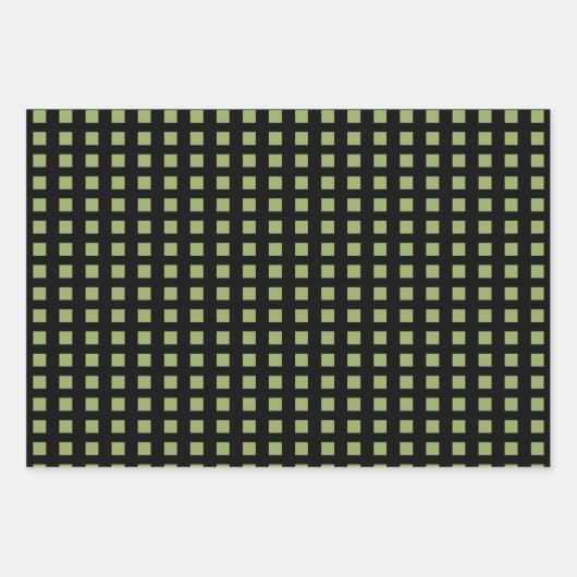 Ladybugs grüne und schwarze Punkte und Quadrate Geschenkpapier Set (Vorderseite 3)