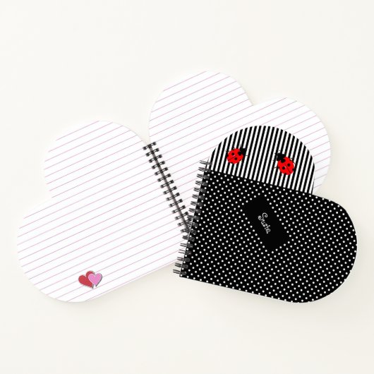 Ladybugs Heart Spiral Design Custom School Notizblock (Innenseite)