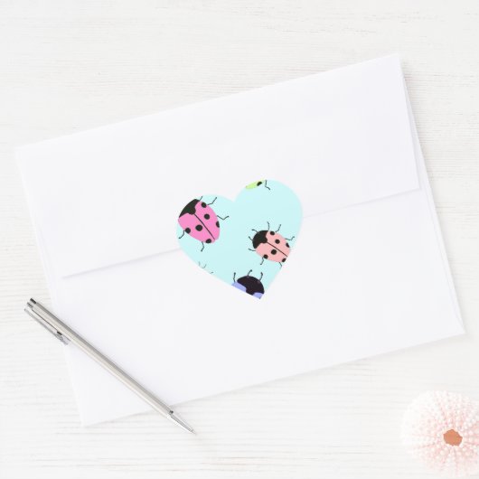 LADYBUGS Herz-Aufkleber (Umschlag)
