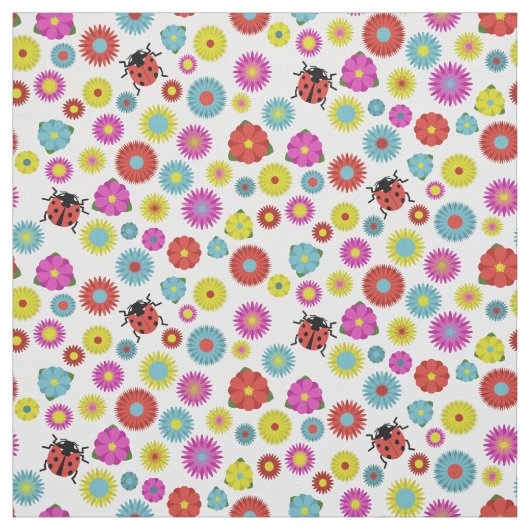 Ladybugs im Garten Zwischen den Blume Stoff (Muster)