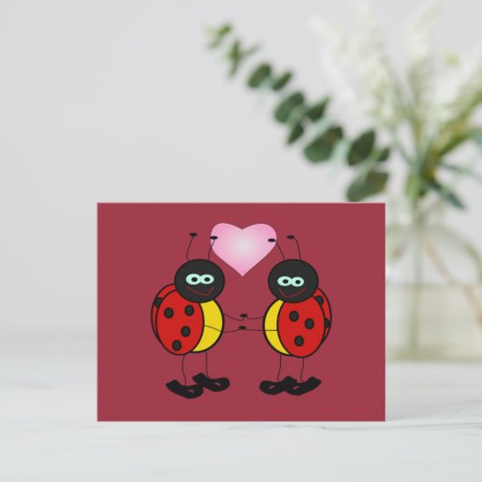 Ladybugs in der Liebe Postkarte (Stehend Vorderseite)