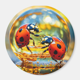 Ladybugs in einem Tropfen Wasser Magnet