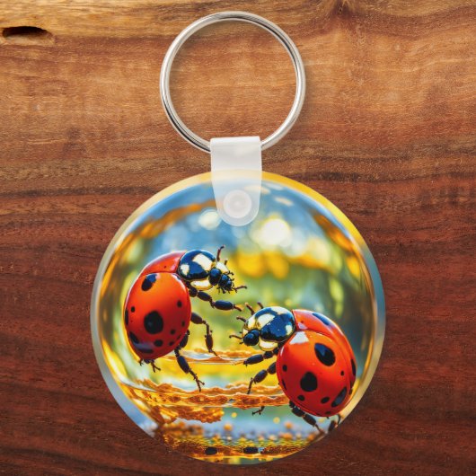 Ladybugs in einem Tropfen Wasser Schlüsselanhänger (Vorderseite)