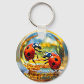 Ladybugs in einem Tropfen Wasser Schlüsselanhänger (Rückseite)