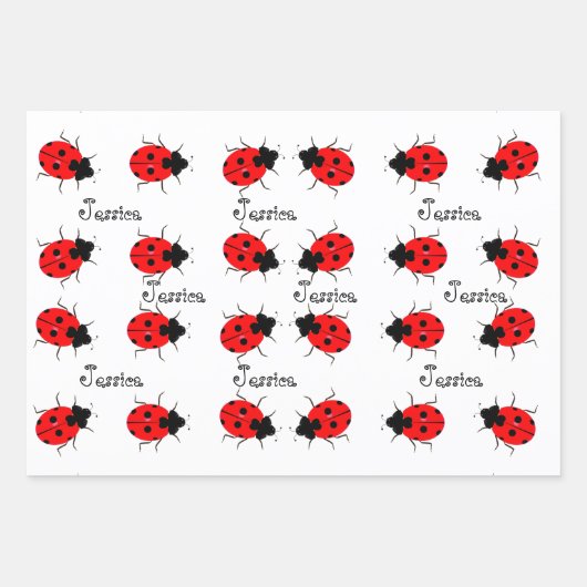 Ladybugs Individuelle Wrapping Paper Sheet-Sets Geschenkpapier Set (Vorderseite)