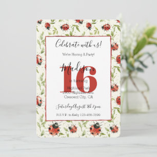 Ladybugs Leaves 16. Geburtstag Einladung