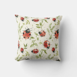 Ladybugs Leaves Red White Dots Kissen