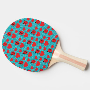 Ladybugs Lucky Insect Red Hearts Black Polka Dots Tischtennis Schläger