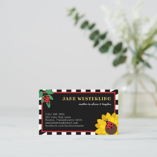 Ladybugs-Mama Visitenkarte (Stehend Vorderseite)