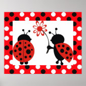 Ladybugs mit Blume Poster (Vorne)
