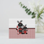 Ladybugs mit Crayon Gingham Postkarte (Stehend Vorderseite)