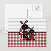 Ladybugs mit Crayon Gingham Postkarte (Vorne/Hinten)