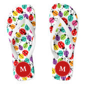 Ladybugs Mit Monogramm Flip Flops Badesandalen (Fußbett)