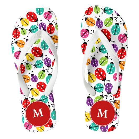 Ladybugs Mit Monogramm Flip Flops Badesandalen (Fußbett)
