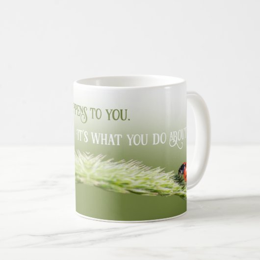 Ladybugs mit motivierend Zitat-positiver Einstellu Kaffeetasse (VorderseiteRechts)