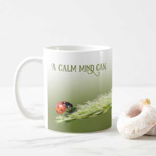 Ladybugs mit motivierend Zitat-positiver Einstellu Kaffeetasse (Mit Donut)