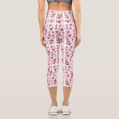 Ladybugs-Muster, Niedliche Ladybugs, rosa Ladybugs Capri Leggings (Rückseite)
