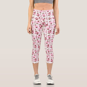 Ladybugs-Muster, Niedliche Ladybugs, rosa Ladybugs Capri Leggings