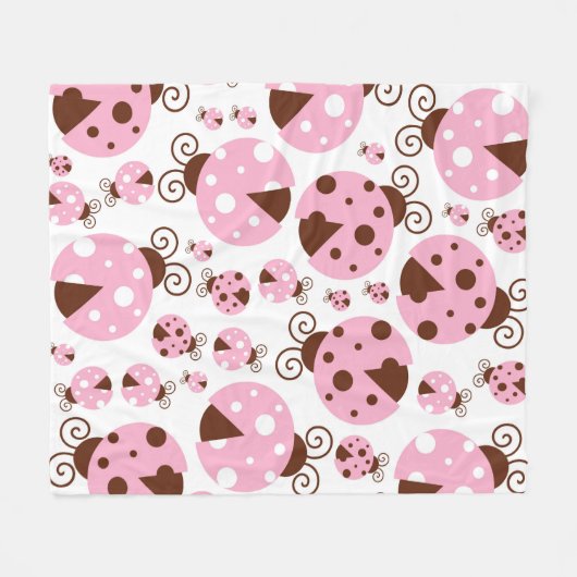 Ladybugs-Muster, Niedliche Ladybugs, rosa Ladybugs Fleecedecke (Vorderseite (Horizontal))