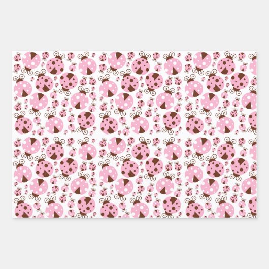 Ladybugs-Muster, Niedliche Ladybugs, rosa Ladybugs Geschenkpapier Set (Vorderseite)