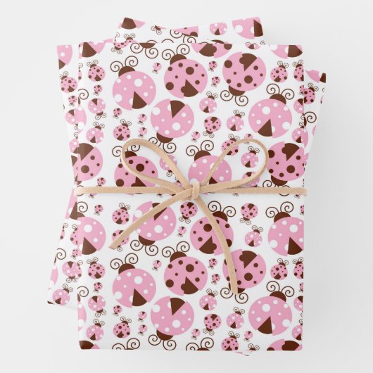 Ladybugs-Muster, Niedliche Ladybugs, rosa Ladybugs Geschenkpapier Set (Beispiel)