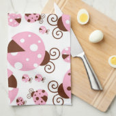 Ladybugs-Muster, Niedliche Ladybugs, rosa Ladybugs Geschirrtuch (Viertel Falte)