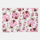 Ladybugs-Muster, Niedliche Ladybugs, rosa Ladybugs Geschirrtuch (Horizontal)