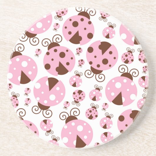 Ladybugs-Muster, Niedliche Ladybugs, rosa Ladybugs Getränkeuntersetzer (Vorne)