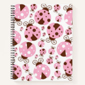 Ladybugs-Muster, Niedliche Ladybugs, rosa Ladybugs Notizblock (Vorderseite)