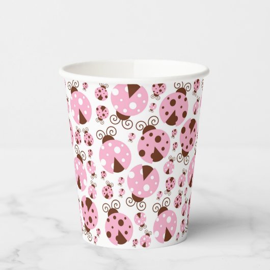 Ladybugs-Muster, Niedliche Ladybugs, rosa Ladybugs Pappbecher (Links)